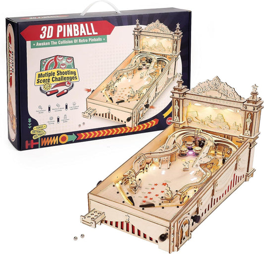 ROBOTIME Pinball Machince EG01 - Wooden Puzzles for Adults Miniature Pinball 3D Puzzle