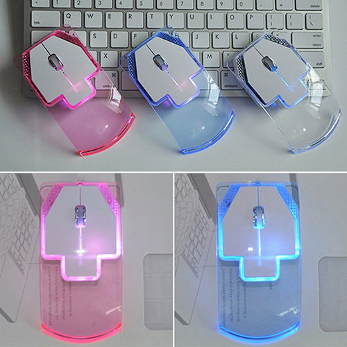 Ultra-Thin Transparent 2.4GHz Wireless Optical Luminous Mouse for PC Laptop